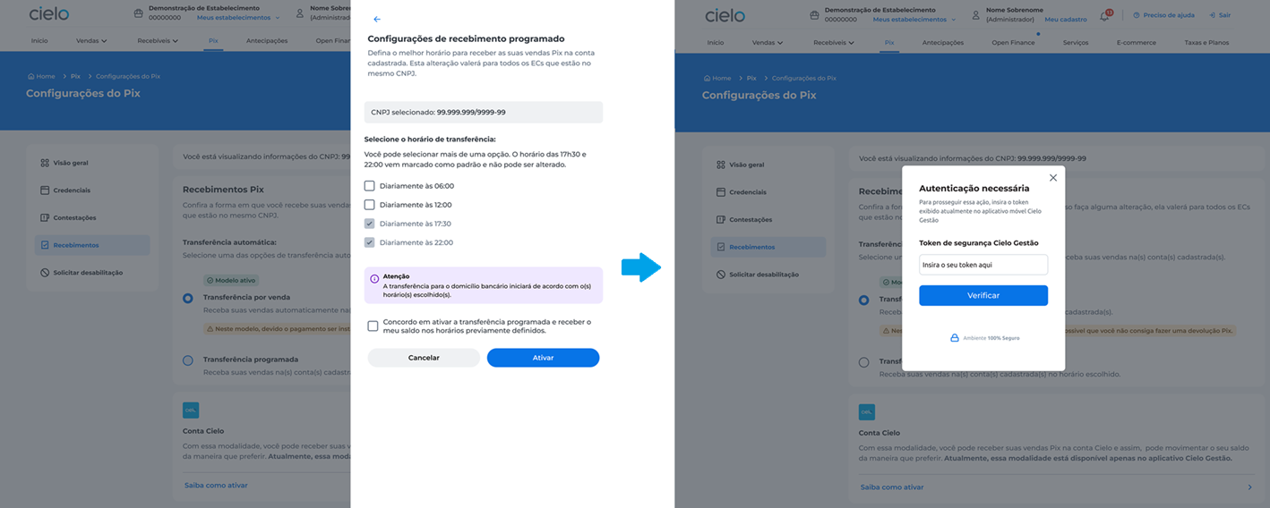 ativando transferência programada no site