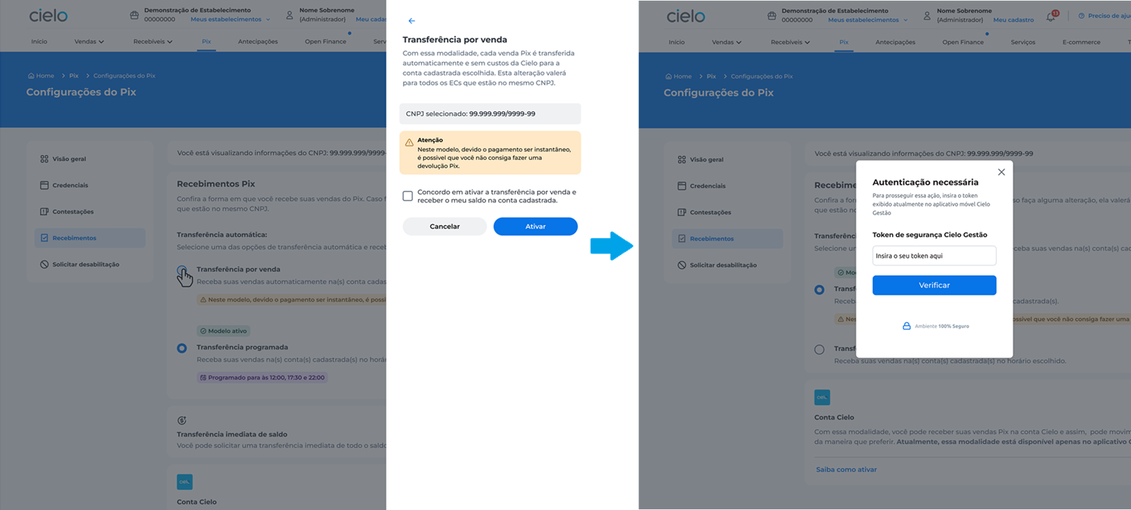 ativando transferência por venda no site