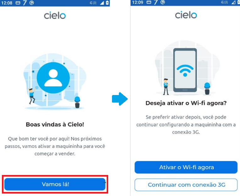 tela de boas vindas da ativação