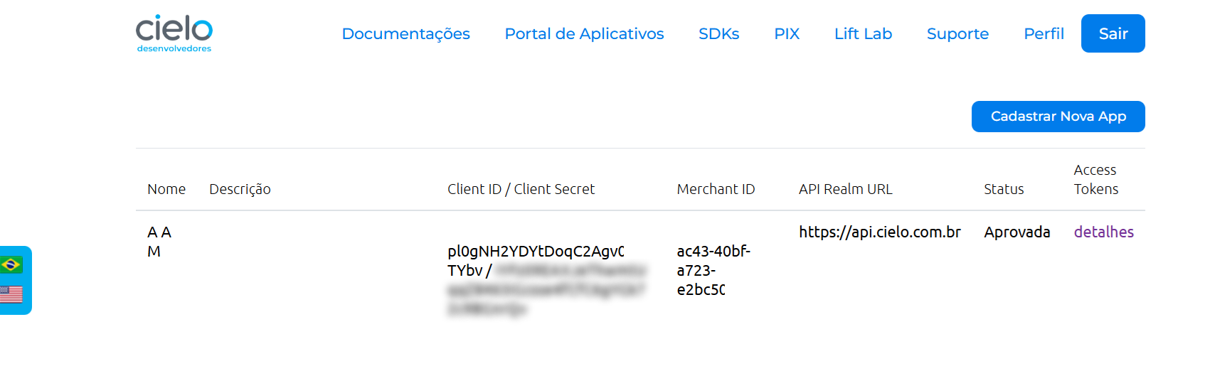 Client IDs cadastrados