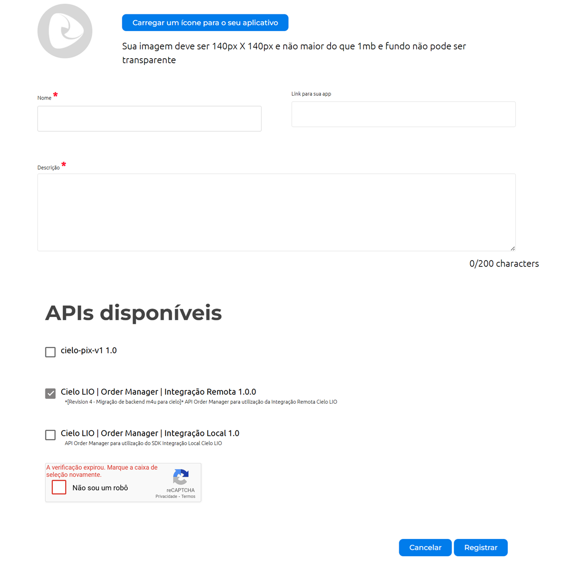 Registrando credenciais