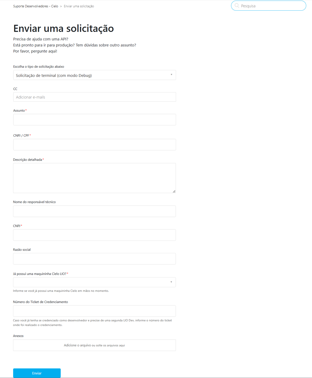 formulário de solicitação