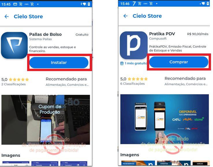 Instalando e comprando apps