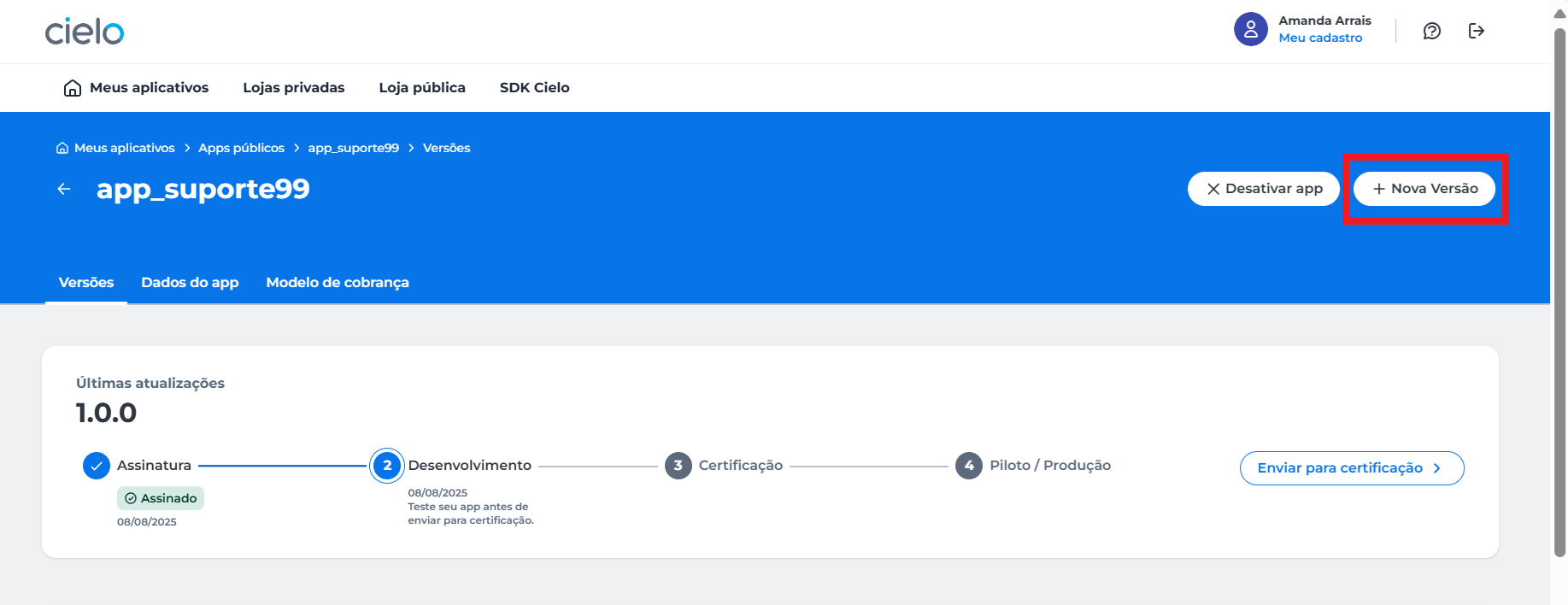 Nova versão de app público