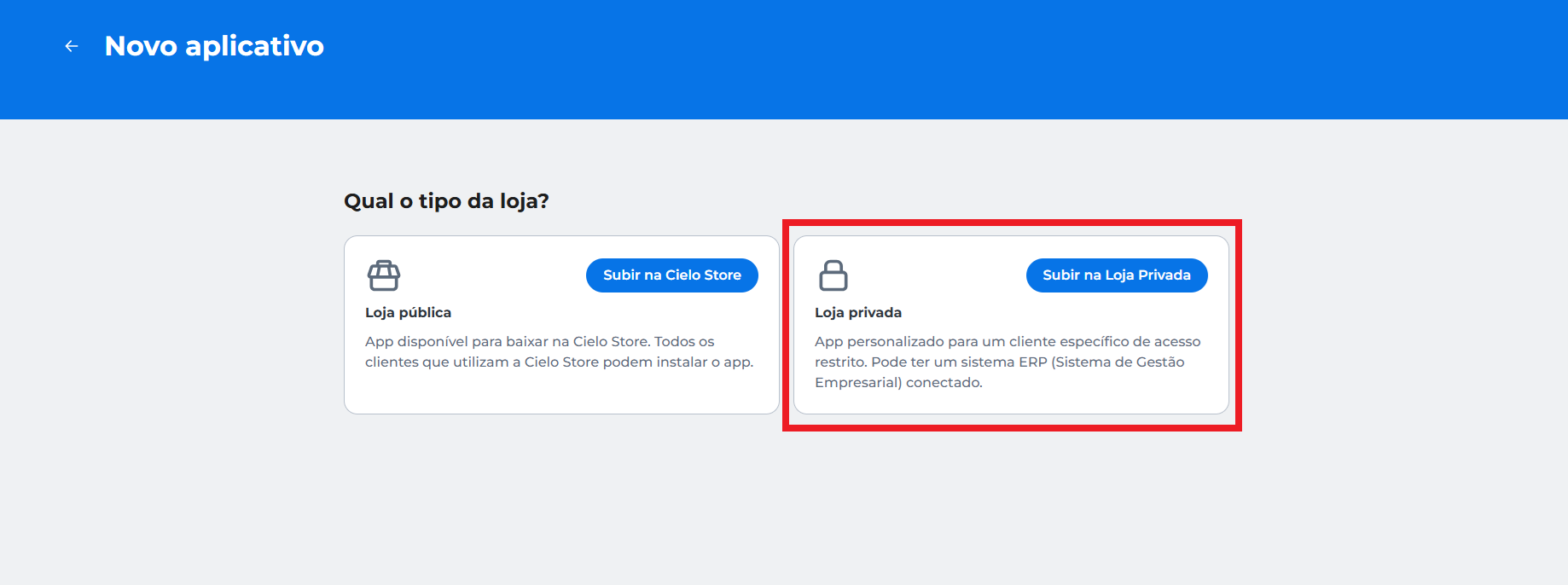 Subindo app na loja privada