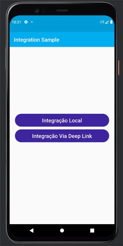 opções de integração no emulador