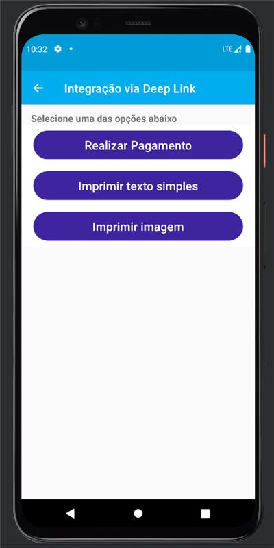 opções no emulador