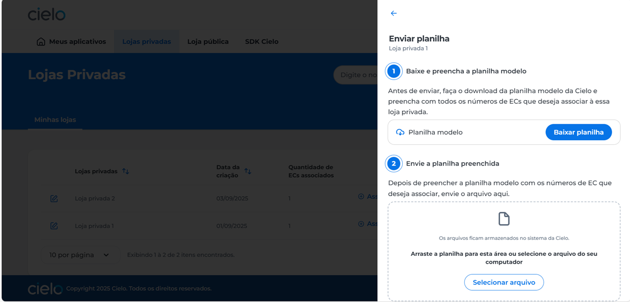 Enviando planilha com ECs